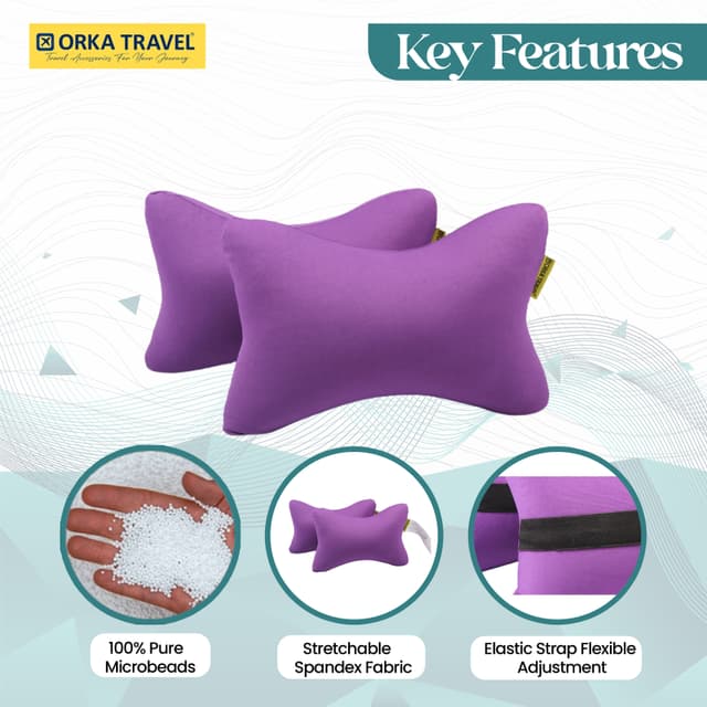 Orka Travel Solid Microbeads Car Neck Pillow