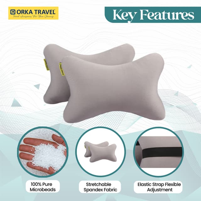 Orka Travel Solid Microbeads Car Neck Pillow