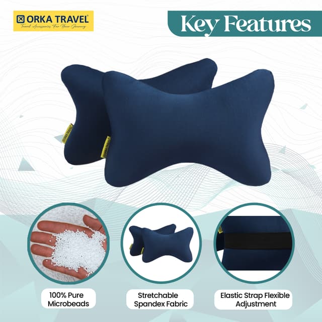 Orka Travel Solid Microbeads Car Neck Pillow