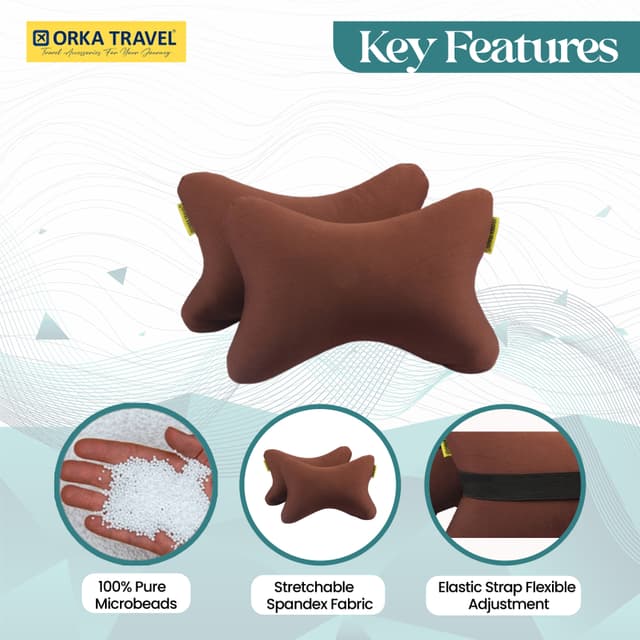 Orka Travel Solid Microbeads Car Neck Pillow