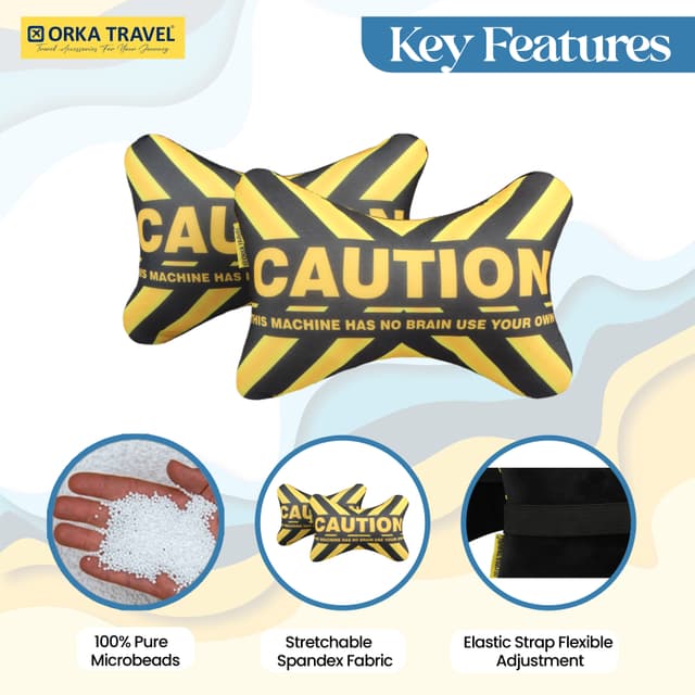 Orka Travel Digital Printed Microbeads Car Neck Pack of 2