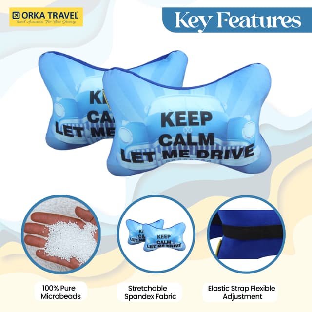Orka Travel Digital Printed Microbeads Car Neck Pack of 2