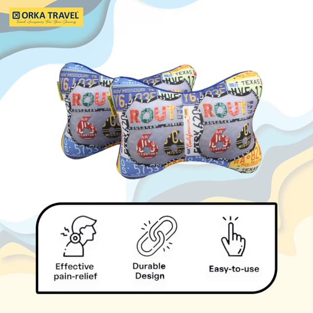 Orka Travel Digital Printed Microbeads Car Neck Pack of 2