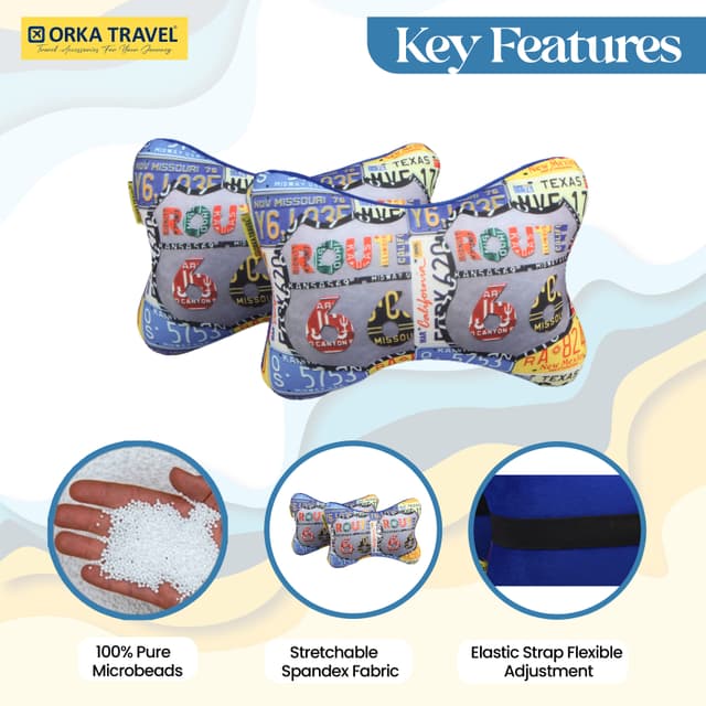 Orka Travel Digital Printed Microbeads Car Neck Pack of 2