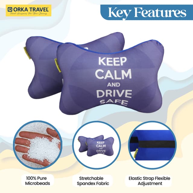 Orka Travel Digital Printed Microbeads Car Neck Pack of 2