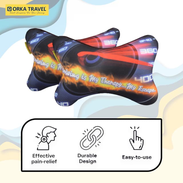 Orka Travel Digital Printed Microbeads Car Neck Pack of 2