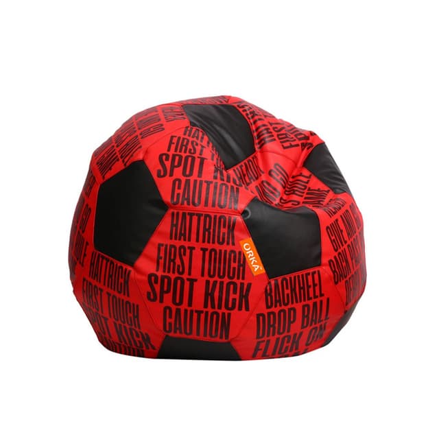Orka Digital Printed Kids Foorball With Mathching Footstool Filled Bean Bag With Beans (FB13 Teal,Black)