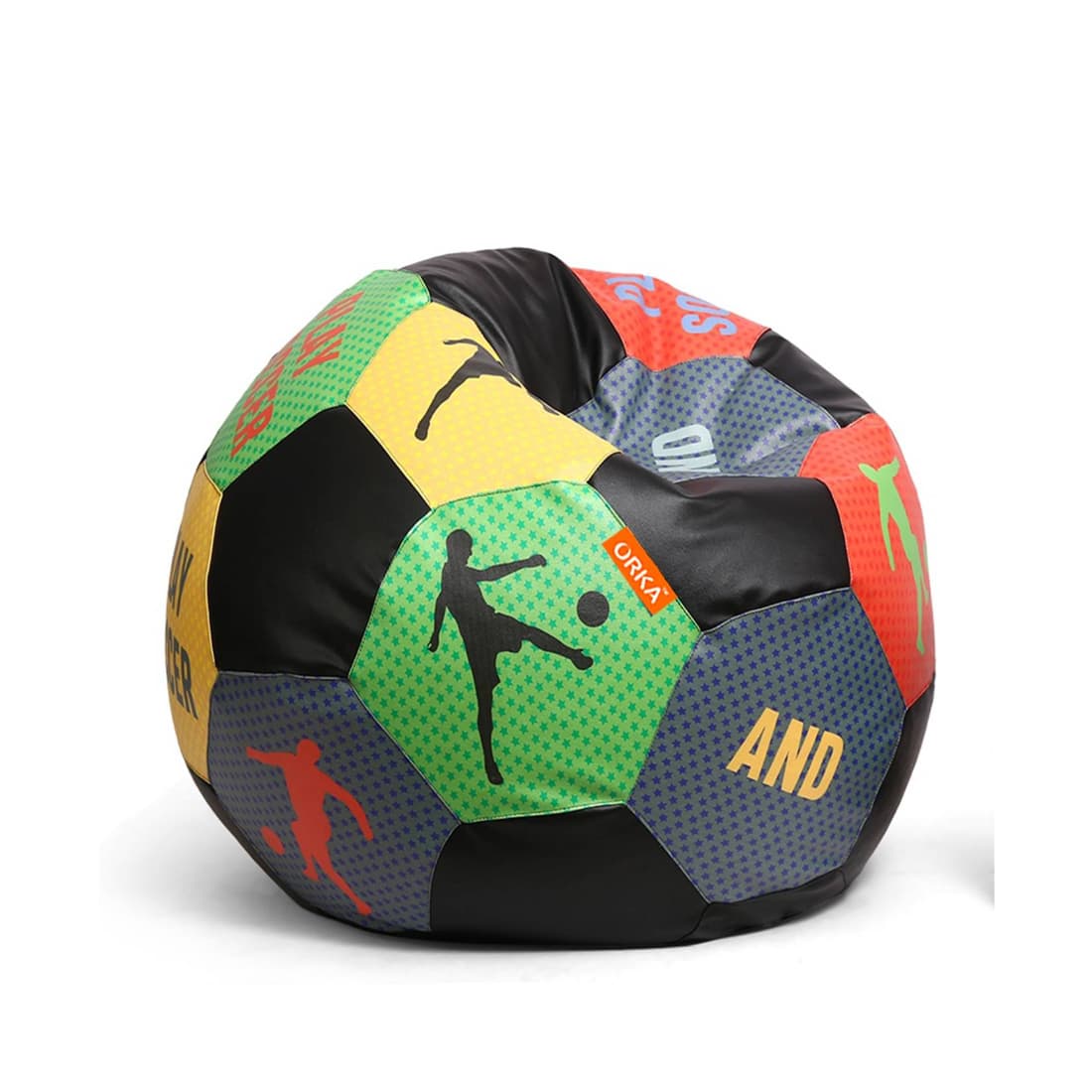Orka Digital Printed Kids Foorball With Mathching Footstool Filled Bean Bag With Beans (FB37 Multicolor) view 2