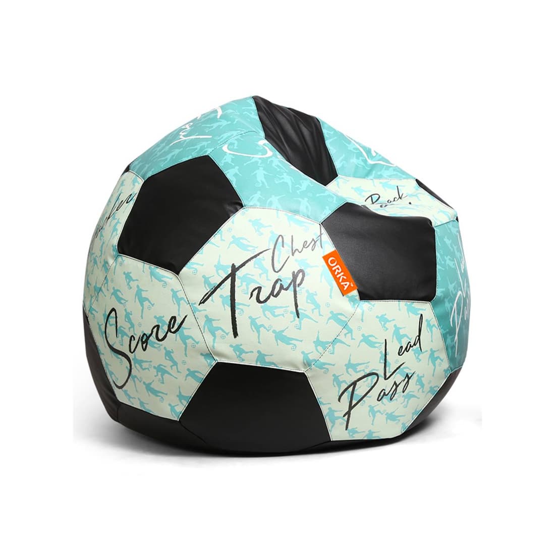 Orka Digital Printed Kids Foorball With Mathching Footstool Filled Bean Bag With Beans (FB41 Multicolor) view 2