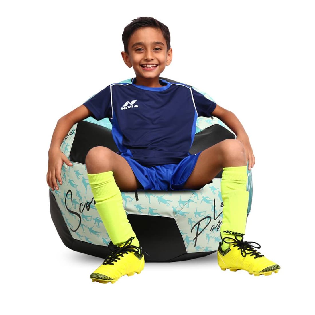 Orka Digital Printed Kids Foorball With Mathching Footstool Filled Bean Bag With Beans (FB41 Multicolor) view 3
