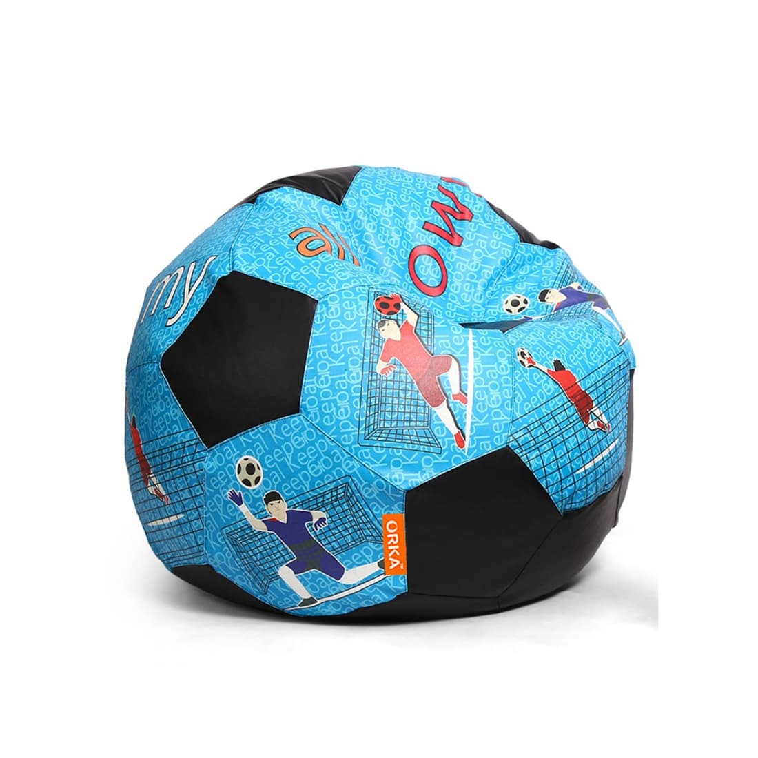 Orka Digital Printed Kids Foorball With Mathching Footstool Filled Bean Bag With Beans (FB42 Multicolor) view 2