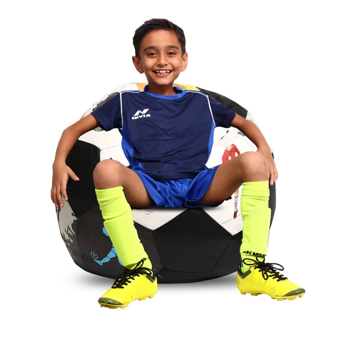 Orka Digital Printed Kids Foorball With Mathching Footstool Filled Bean Bag With Beans (FB44 Multicolor) view 3