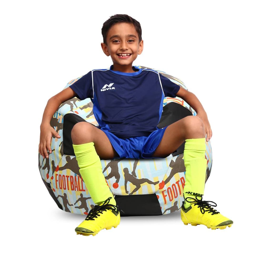 Orka Digital Printed Kids Foorball With Mathching Footstool Filled Bean Bag With Beans (FB45 Multicolor) view 3
