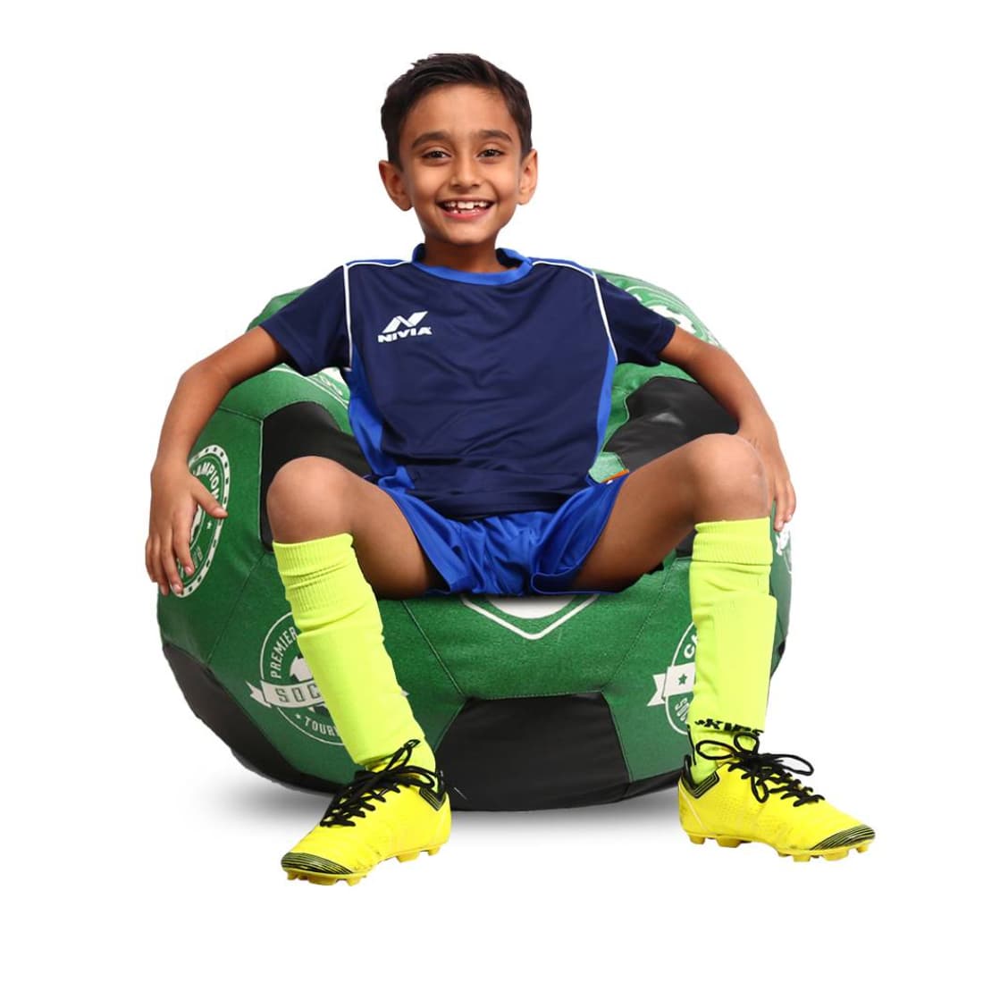 Orka Digital Printed Kids Foorball With Mathching Footstool Filled Bean Bag With Beans (FB47 Multicolor) view 3