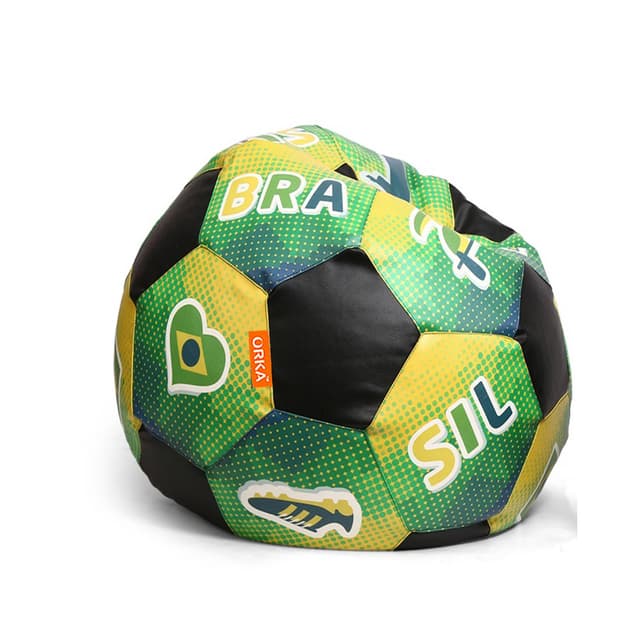 Orka Digital Printed Kids Foorball With Mathching Footstool Filled Bean Bag With Beans (FB63 Multicolor)