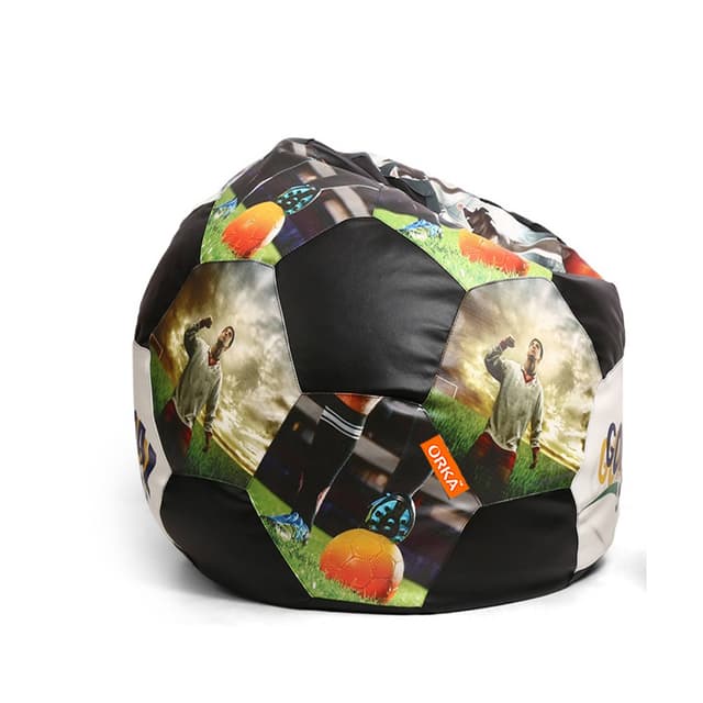 Orka Digital Printed Kids Foorball With Mathching Footstool Filled Bean Bag With Beans (FB64 Multicolor)