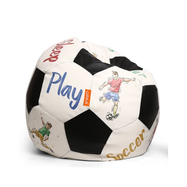 Orka Digital Printed Kids Foorball With Mathching Footstool Filled Bean Bag With Beans (FB65 Multicolor)