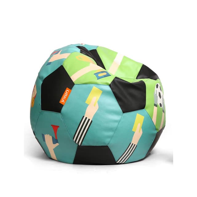 Orka Digital Printed Kids Foorball With Mathching Footstool Filled Bean Bag With Beans (FB66 Multicolor)