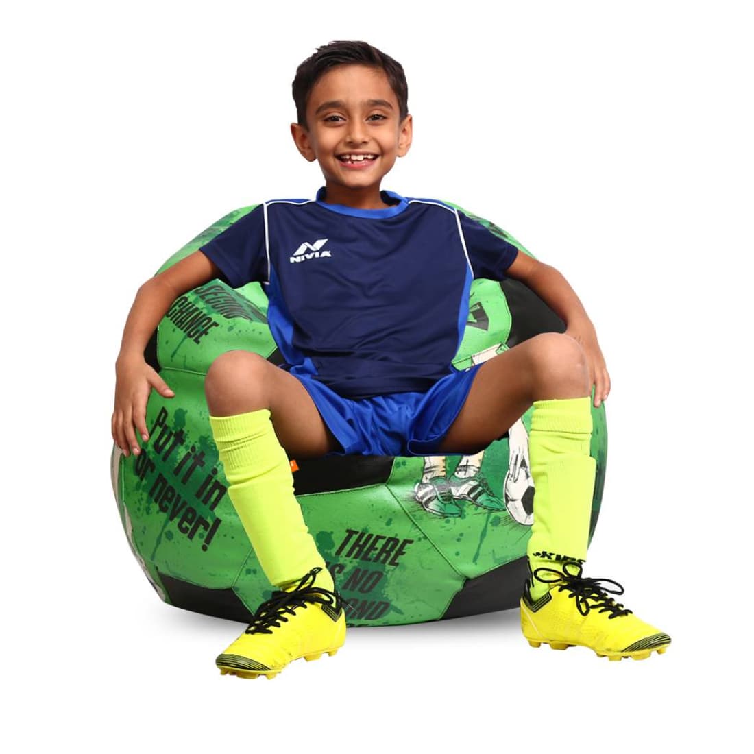 Orka Digital Printed Kids Foorball With Mathching Footstool Filled Bean Bag With Beans (FB68 Multicolor) view 3