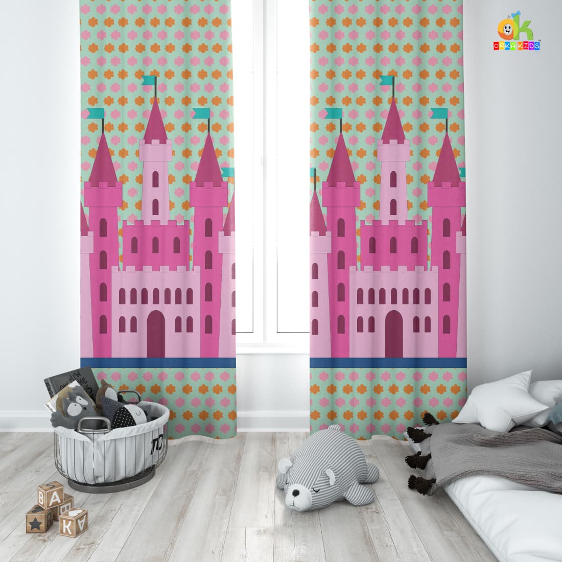 Orka Kids Door Curtain Pack of 2, (Pencil House)
