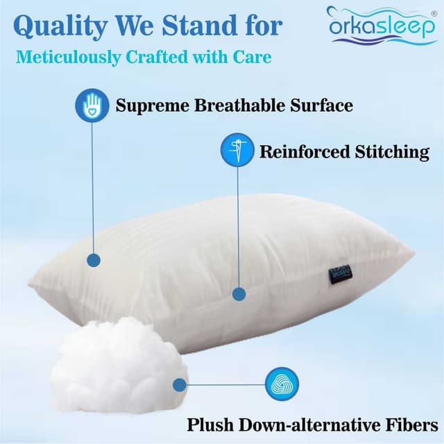 OrkaSleep Everyday Luxurious Microfiber Quilted Polyester Fibre Solid Sleeping Pillow