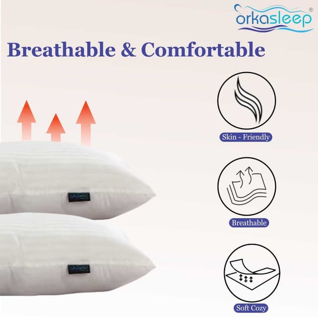 OrkaSleep Everyday Luxurious Microfiber Quilted Polyester Fibre Solid Sleeping Pillow