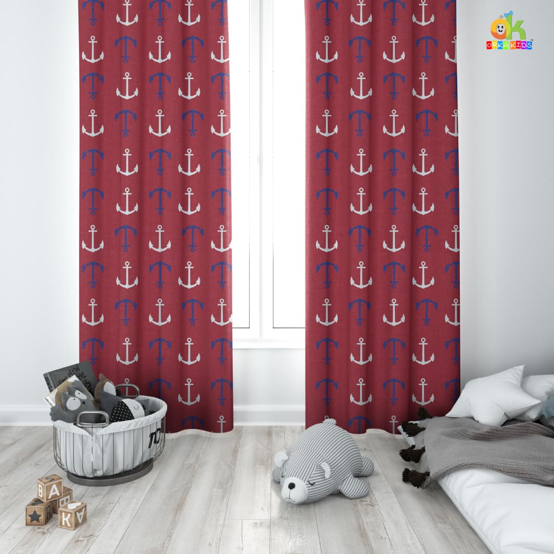 Orka Kids Door Curtain Pack of 2, (D7)