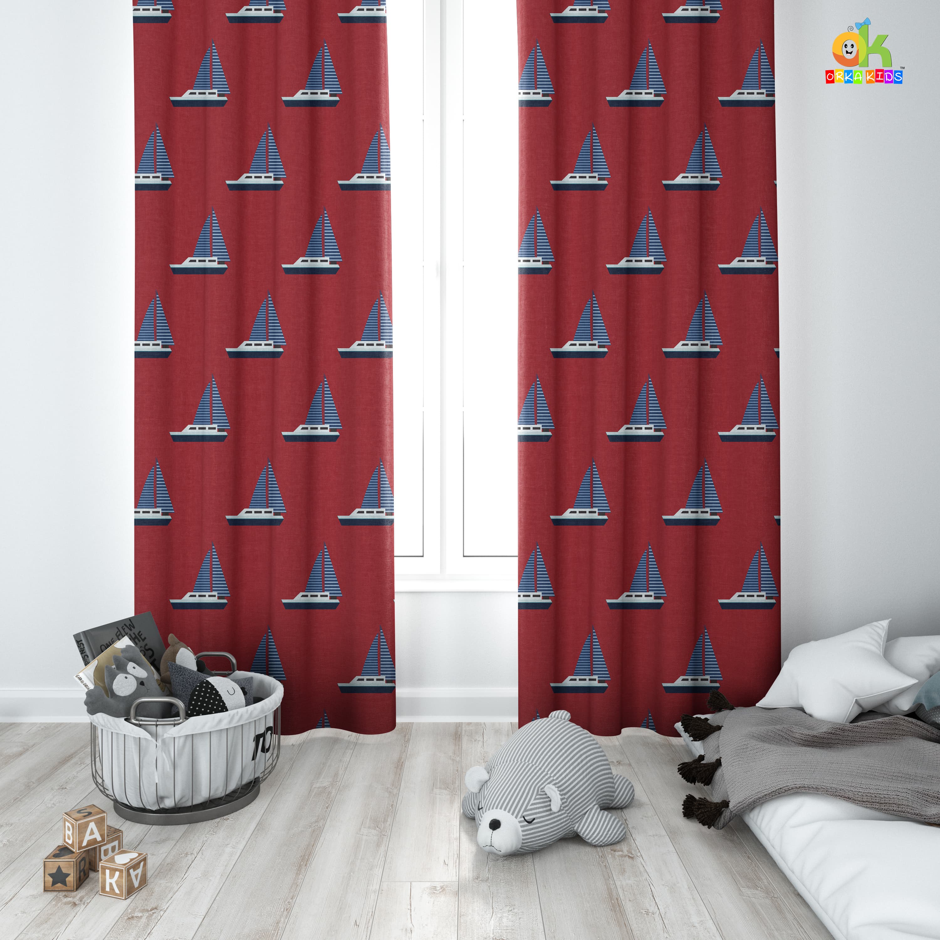 Orka Kids Door Curtain Pack of 2, (D12)