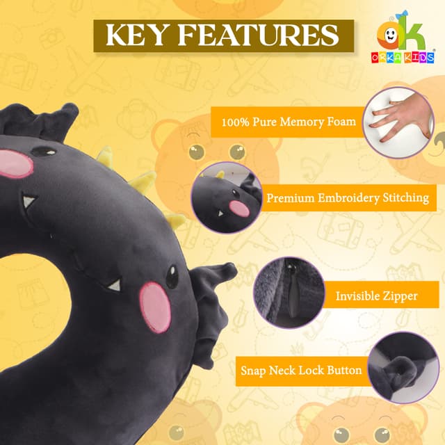 Orka Kids Embroidery Memory Foam U Neck Pillow (D1)