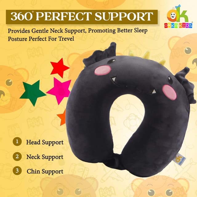 Orka Kids Embroidery Memory Foam U Neck Pillow (D1)