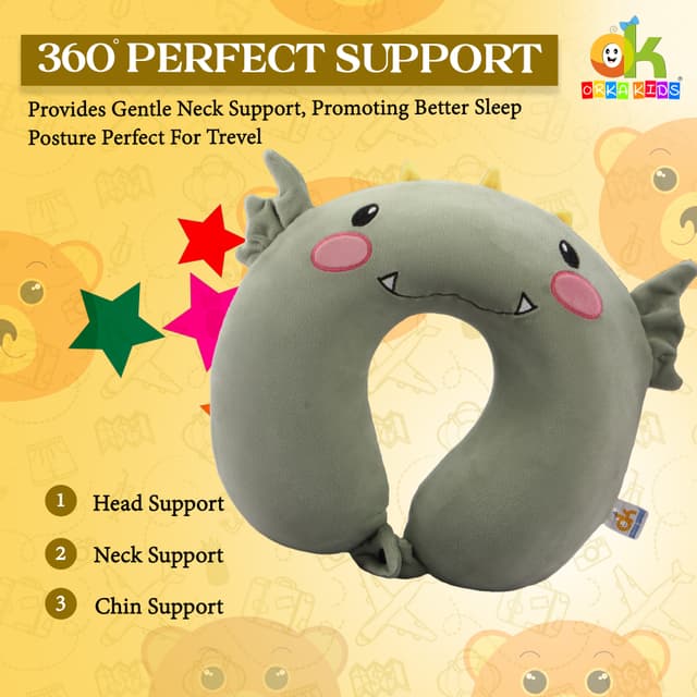 Orka Kids Embroidery Memory Foam U Neck Pillow (D1)