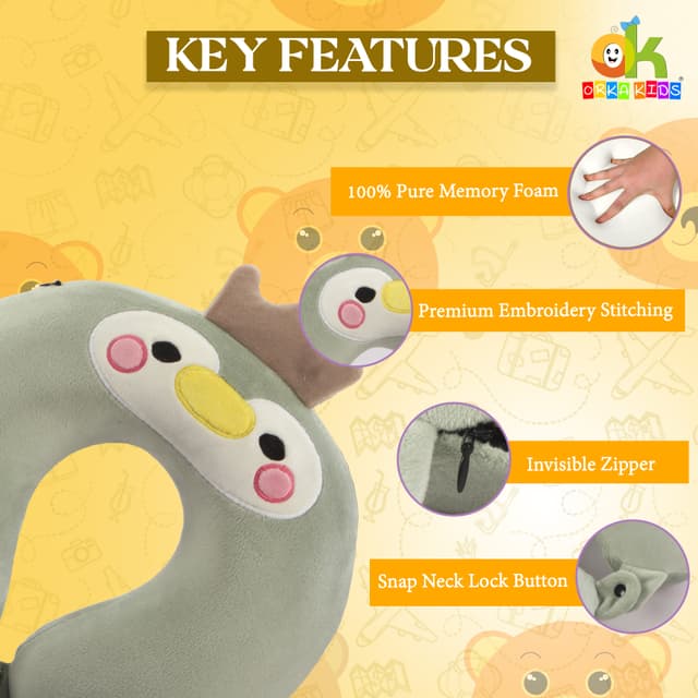 Orka Kids Embroidery Memory Foam Neck Pillow (D2)