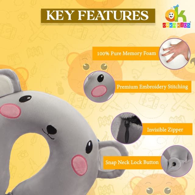 Orka Kids Embroidery Memory Foam Neck Pillow (D3)