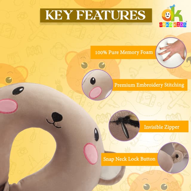 Orka Kids Embroidery Memory Foam Neck Pillow (D3)