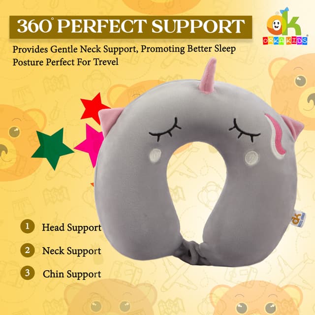 Orka Kids Embroidery Memory Foam Neck Pillow (D4)