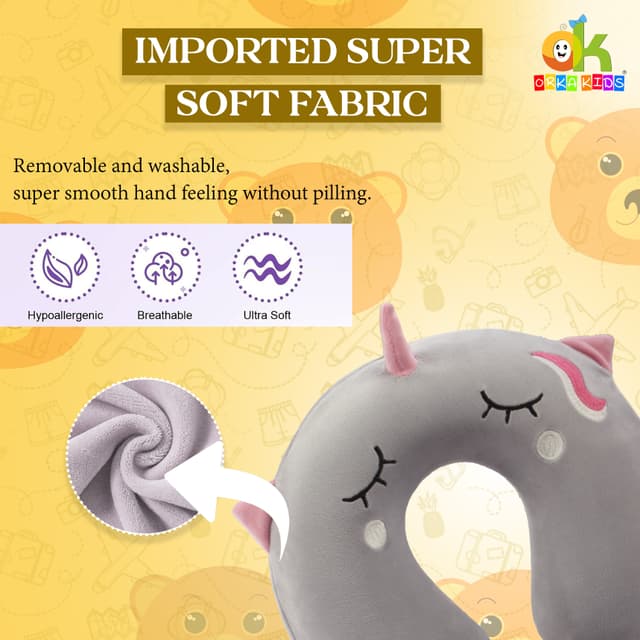 Orka Kids Embroidery Memory Foam Neck Pillow (D4)