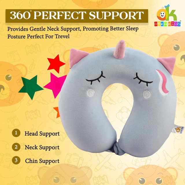 Orka Kids Embroidery Memory Foam Neck Pillow (D4)