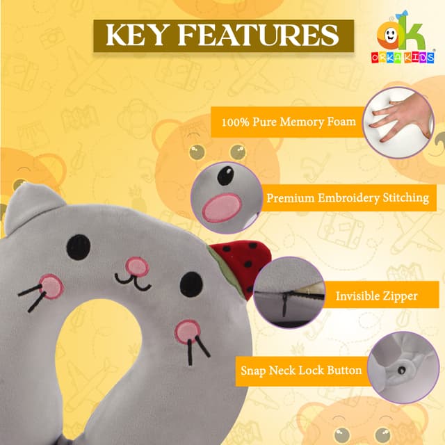Orka Kids Embroidery Memory Foam Neck Pillow (D6)