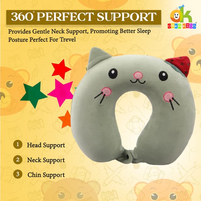 Orka Kids Embroidery Memory Foam Neck Pillow (D6)