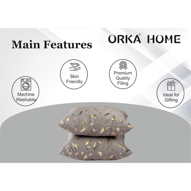 Orka Home 16x16 Microfiber Gold Foil Cuhsion