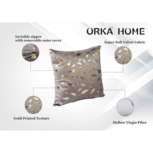 Orka Home 16x16 Microfiber Gold Foil Cuhsion