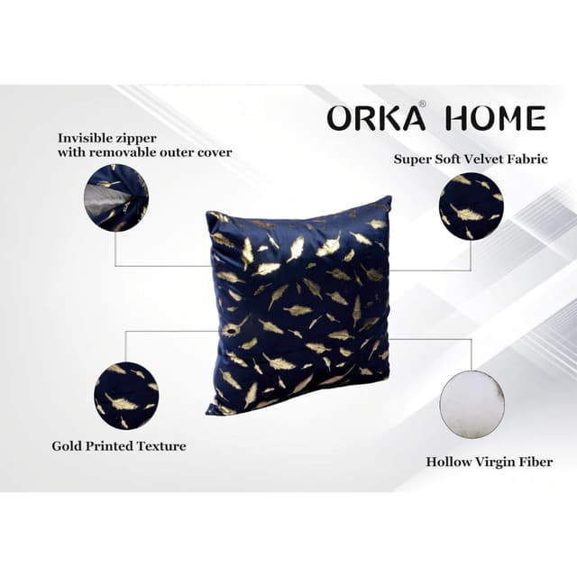 Orka Home 16x16 Microfiber Gold Foil Cuhsion