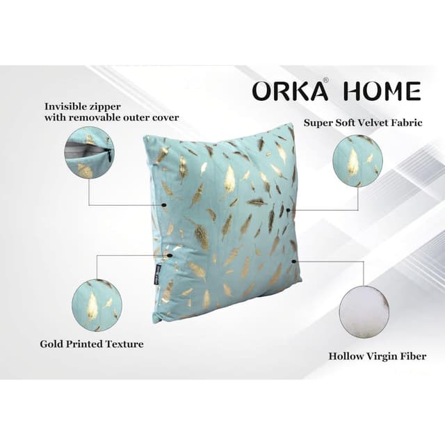 Orka Home 16x16 Microfiber Gold Foil Cuhsion
