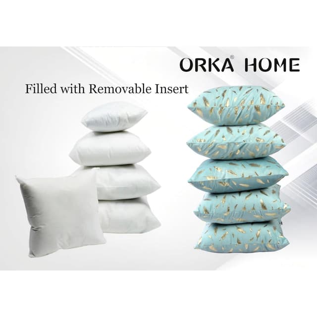 Orka Home 16x16 Microfiber Gold Foil Cuhsion
