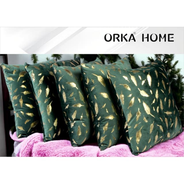 Orka Home 16x16 Microfiber Gold Foil Cuhsion