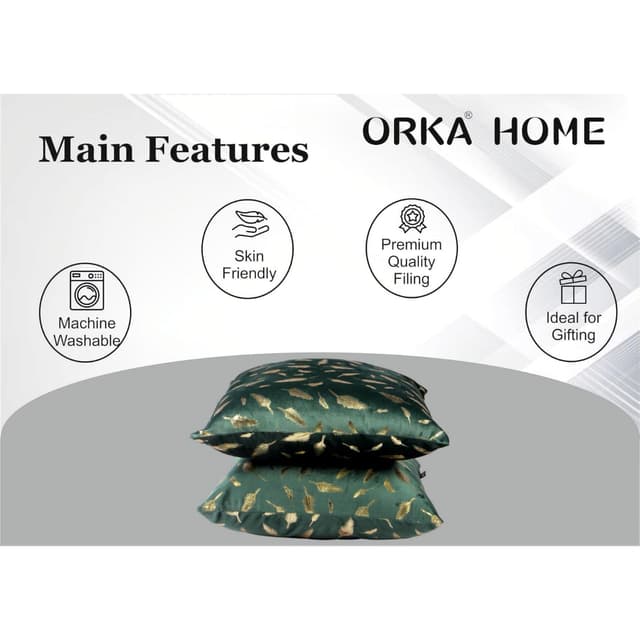 Orka Home 16x16 Microfiber Gold Foil Cuhsion
