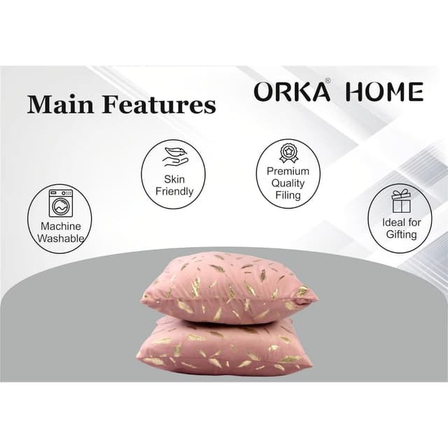 Orka Home 16x16 Microfiber Gold Foil Cuhsion