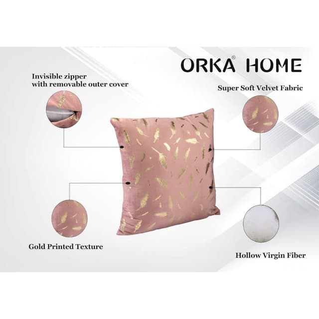 Orka Home 16x16 Microfiber Gold Foil Cuhsion