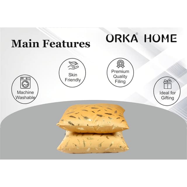 Orka Home 16x16 Microfiber Gold Foil Cuhsion