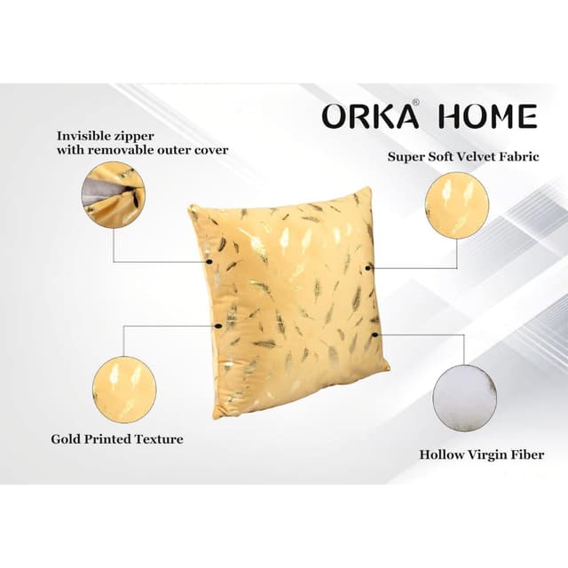 Orka Home 16x16 Microfiber Gold Foil Cuhsion